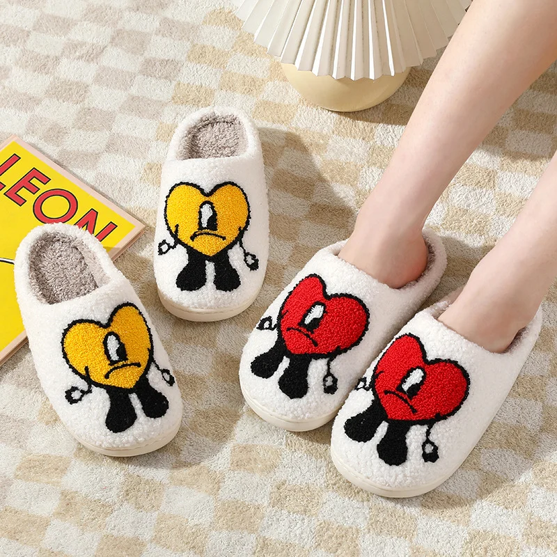 2022 Newest Bad Cute Bunny Slippers For Women Men Love Heart Slippers