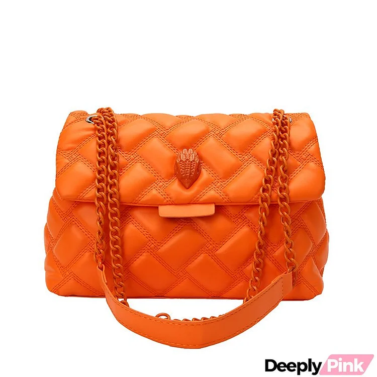 Women Fashionable Solid Color Rhombic Quilted Flap Chain Crossbody Bag