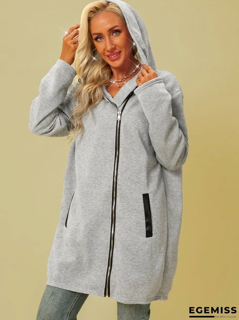 Elegant Plain Long Sleeve Outerwear | EGEMISS