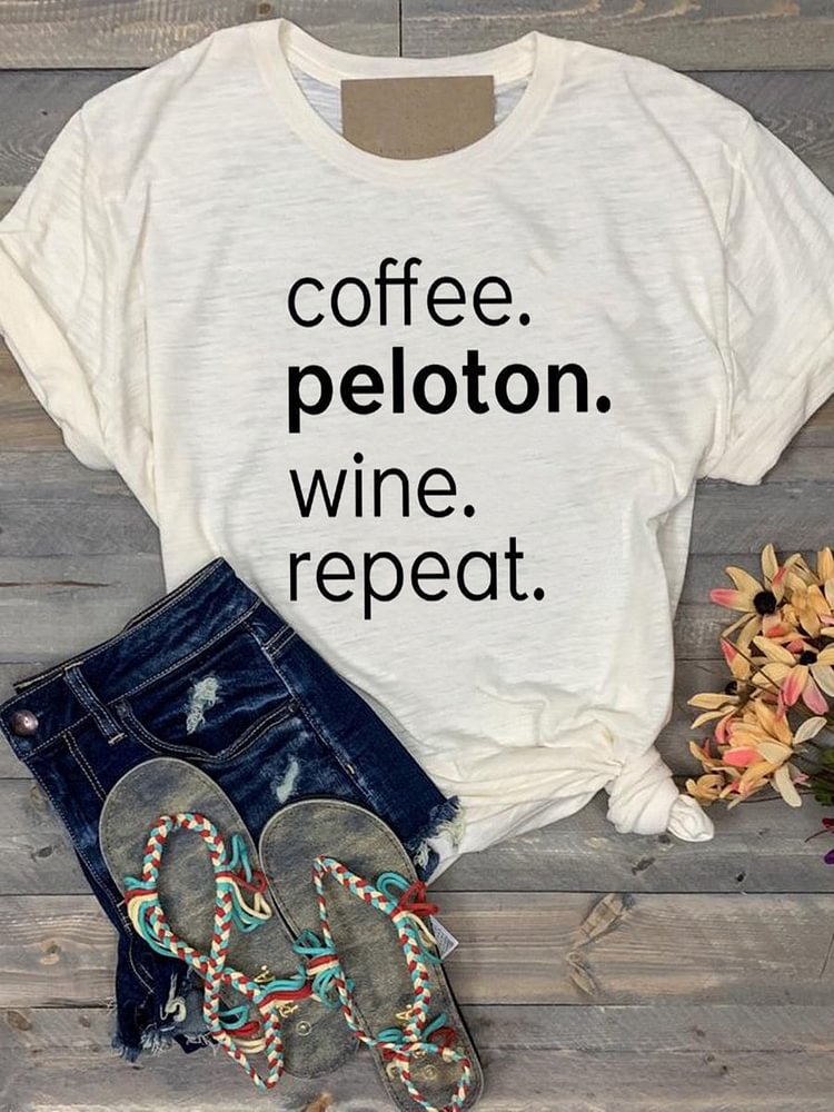 Bestdealfriday Coffee Peloton Wine Repeat T-Shirt