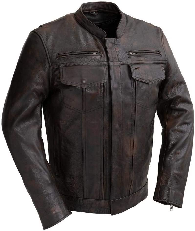 Men's Protective Biker Motorbike Motorcycle Leather Jacket