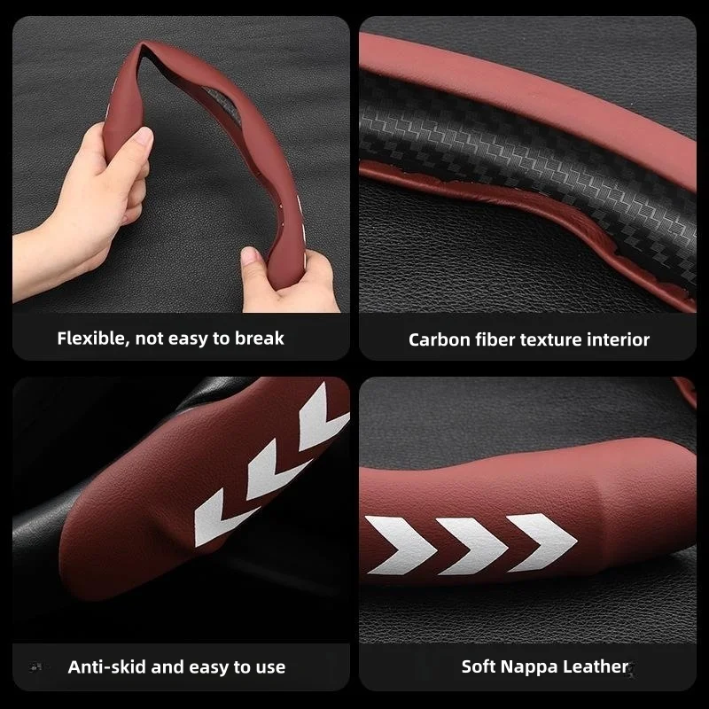 🔥Hot Selling🔥Exclusive Logo🔥High-end Nappa leather illuminated steering wheel cover