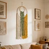 (Finished Product)Macrame Wall Hanging Boho Dream Catcher Hand Woven Leaf Tapestry Modern Aesthetic Tassel Wall Decor for Home Bedroom Living Room