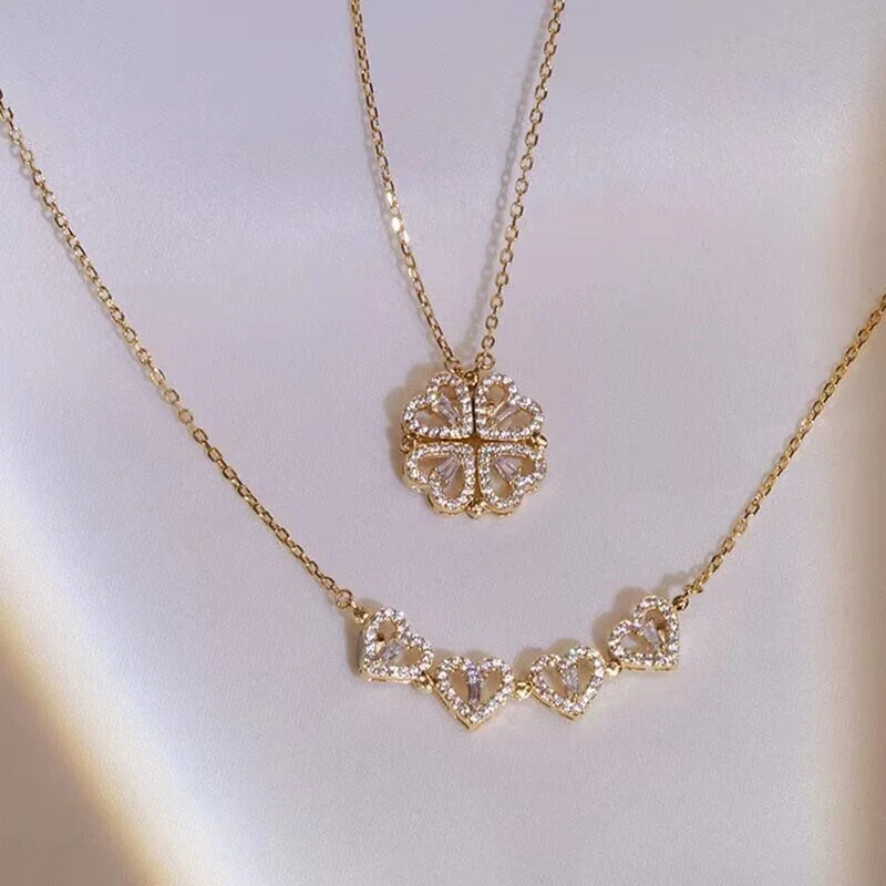 Valentine's Day Pre-sale 49% OFF⇝💓Four Leaf Heart Shape Lucky Necklace