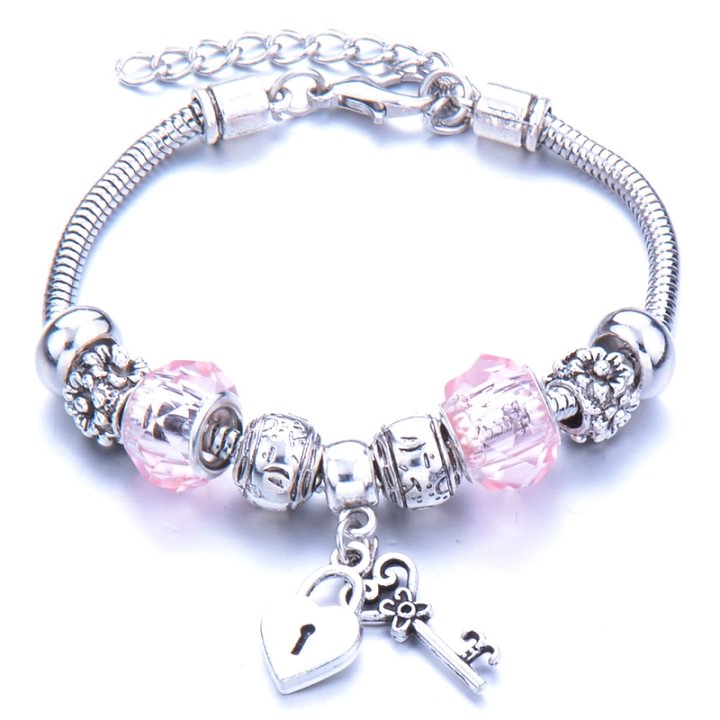 Adjustable Size Diamond Bracelet Diy Resin Beads Bracelet Butterfly Glass Large Hole Beads Beaded Bracelet Ladies