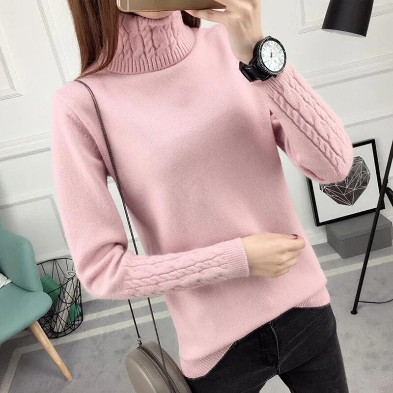 Autumn Winter Solid Cashmere Sweater Women Knitted Long Sleeve Turtleneck Sweaters Women Slim Fit Basic Pullovers 2020