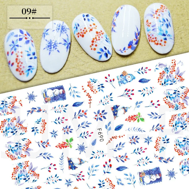 3D Christmas Nail Art Decoration Stickers Sparkly Gold White Colorful Glitter Geometry Snowflake Winter Slider Nail Foils-Nail Inspo