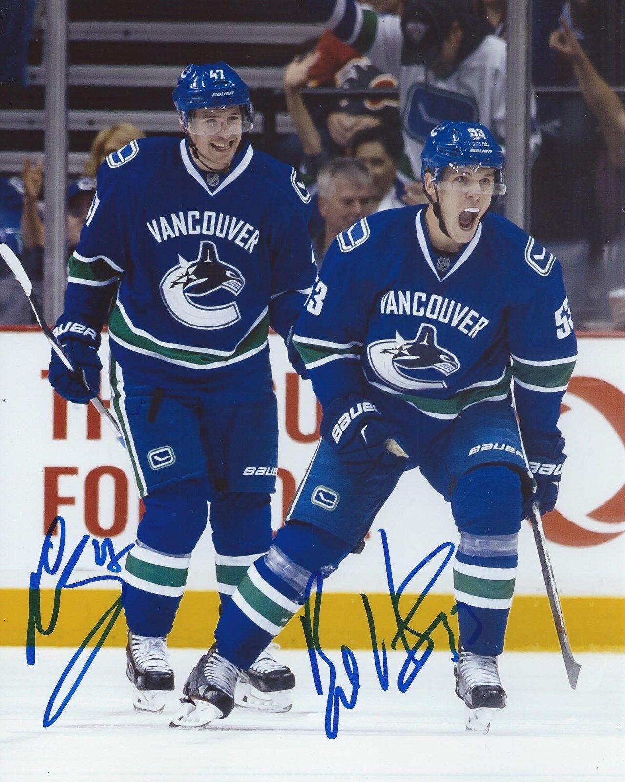 Sven Baertschi & Bo Horvat Signed 8x10 Photo Poster painting Vancouver Canucks Autographed COA