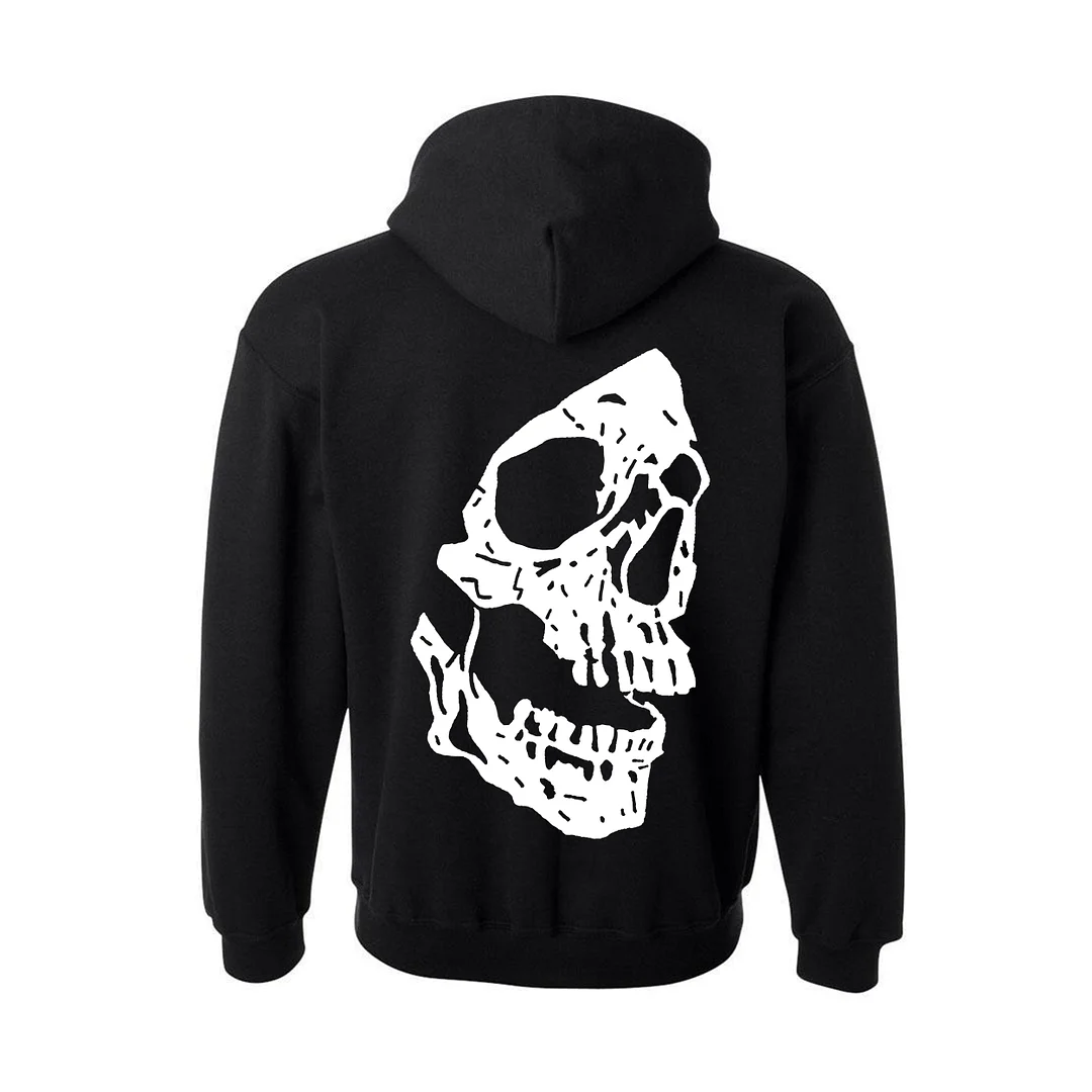 Skull Print Hooded Sweatshirt