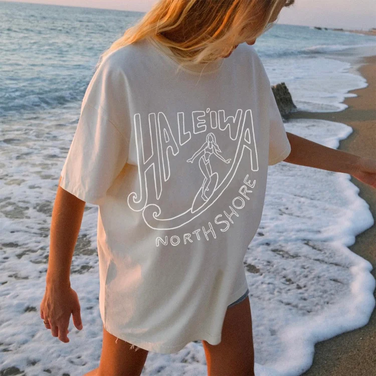 HALEIWA Printed Casual Vacation T-shirt