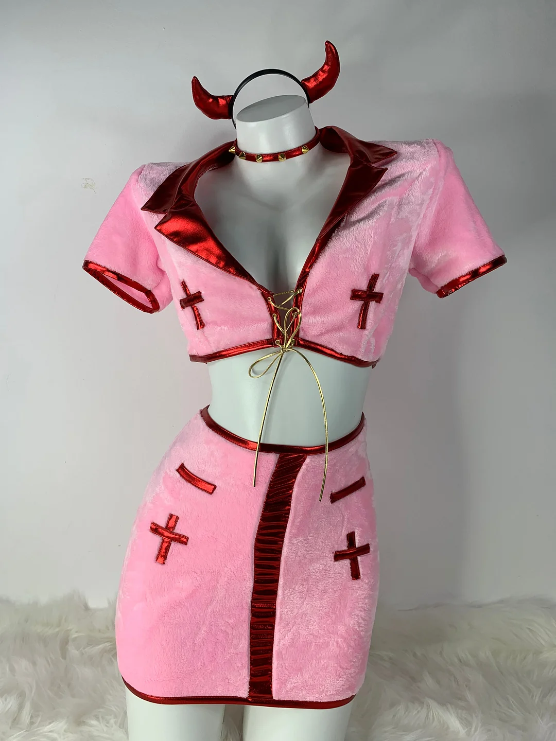 Pink/White Kawaii Devil Nurse Dress Set SP16836