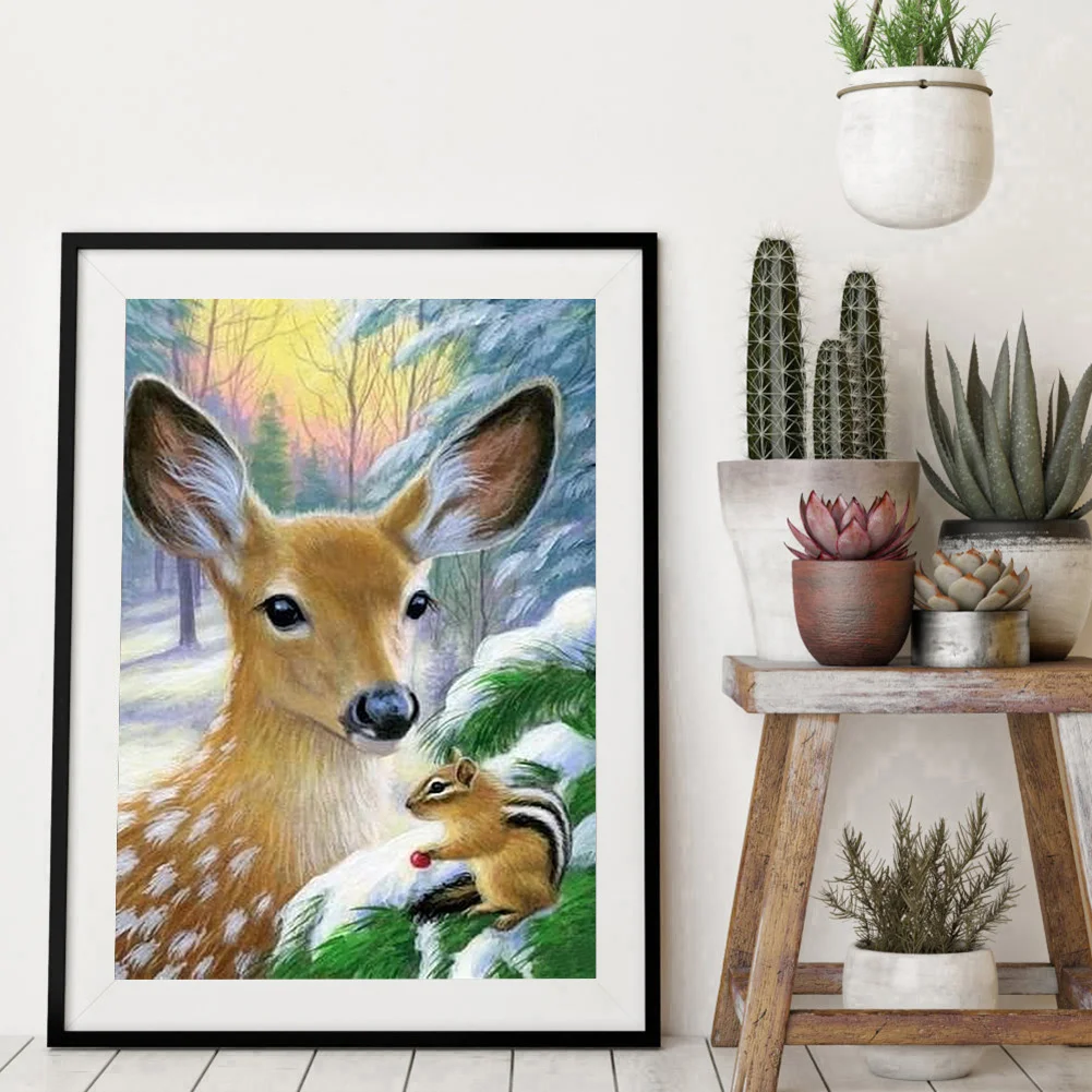 Diamond Painting - Full Round Drill - Deer and Squirrels