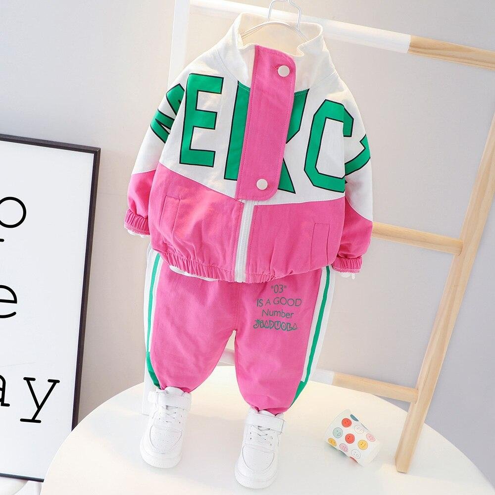 Toddler Tracksuit Girls Sport Clothes Baby Boys Letter Zipper Top Pants 2021 New Arrive Children Long Sleeve Outfits 3 Colors