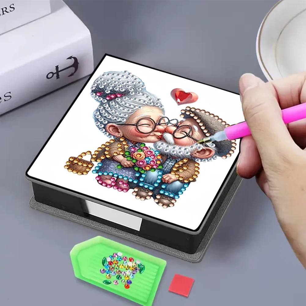 PU 5D Diamond Painting Kit Note Box DIY Diamond Art Notepad Box (B)