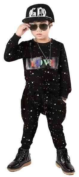 Long sleeve doodle sweatshirts + pants boys clothing