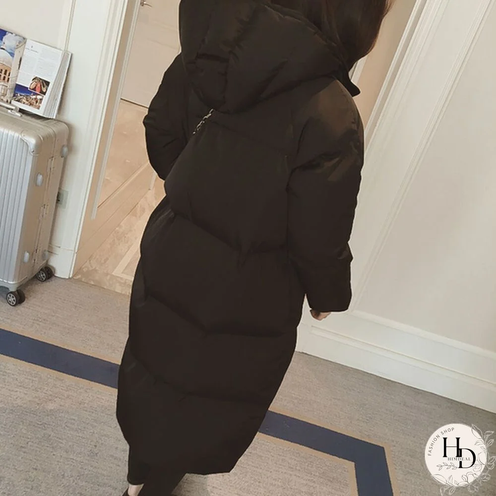 Women Loose Puffer Long Coat Parka Jacket Hooded Oversized Winter Outerwear