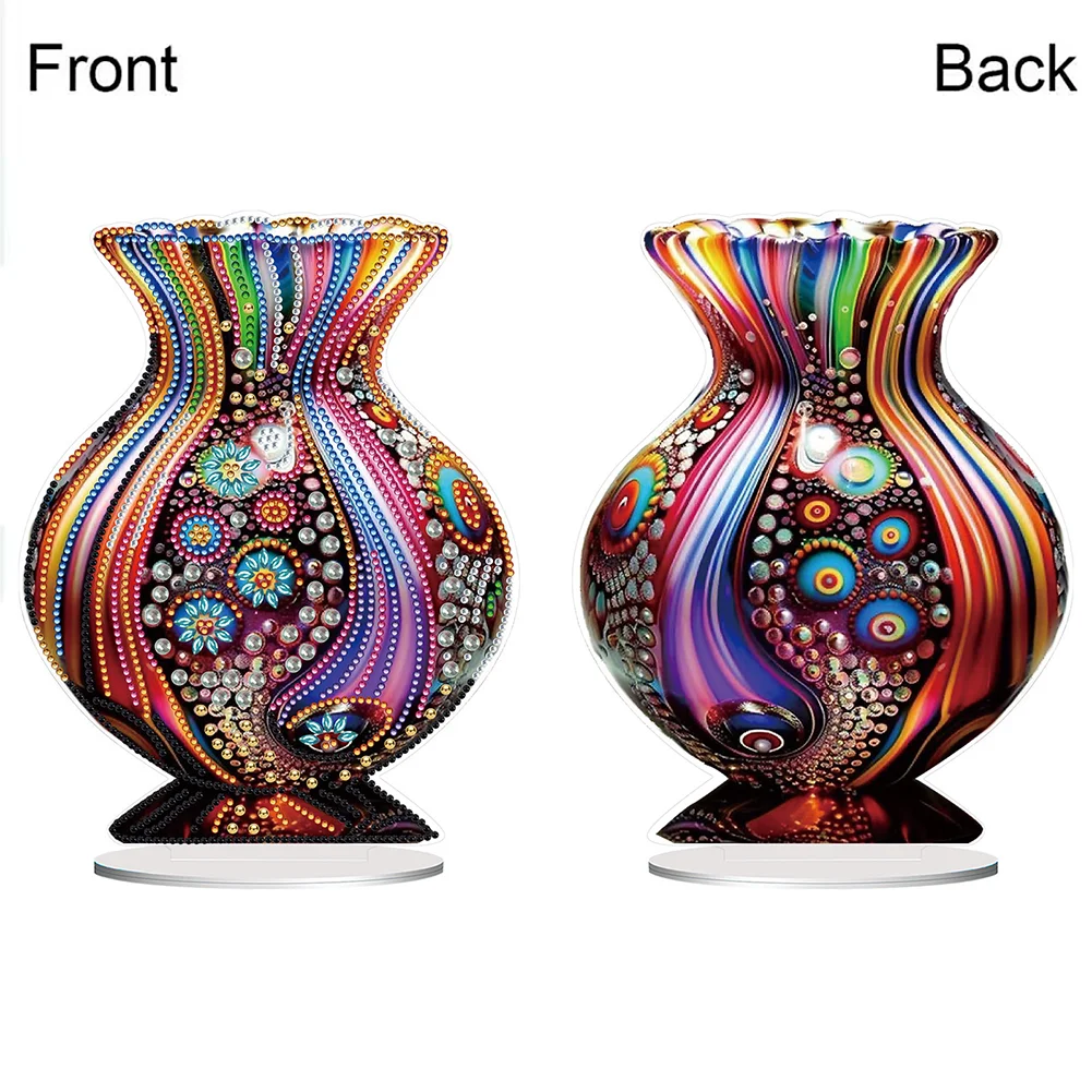 5D DIY Artistic Vase Acrylic Special Shaped Desktop Diamond Art Kit for Desktop Decor