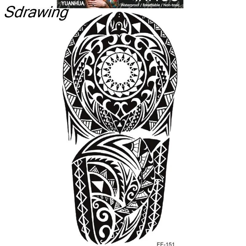 Sdrawing Forest Tattoo Sticker for Men Women Children Tiger Wolf Death Skull Temporary Tattoo Fake Henna Skeleton King Animal Tatoo