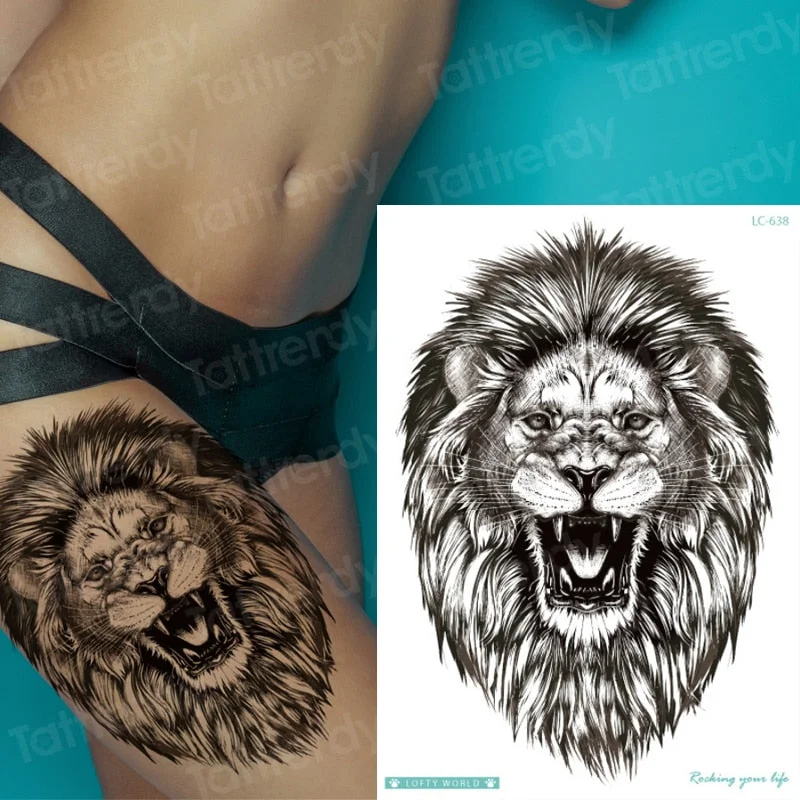 Tiger Skull Leopard dragon Waterproof Temporary Tattoo Sticker Wolf Animals Tattoos Body Art Arm Hand men Fake Tatoo Big Sexy