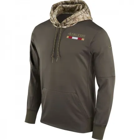 Men's San Francisco 49ers  Olive Salute to Service Sideline Therma Pullover Hoodie