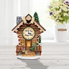 (US Local)Acrylic Special Shaped Wooden Hut FlowersHut 5D Diamond Painting Clock Art Cra