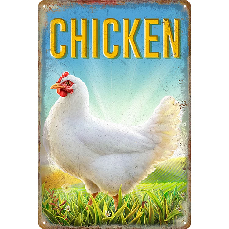Poulet - thème du lever du soleil Enseignes en étain vintage / enseignes en bois - 7.9x11.8in & 11.8x15.7in