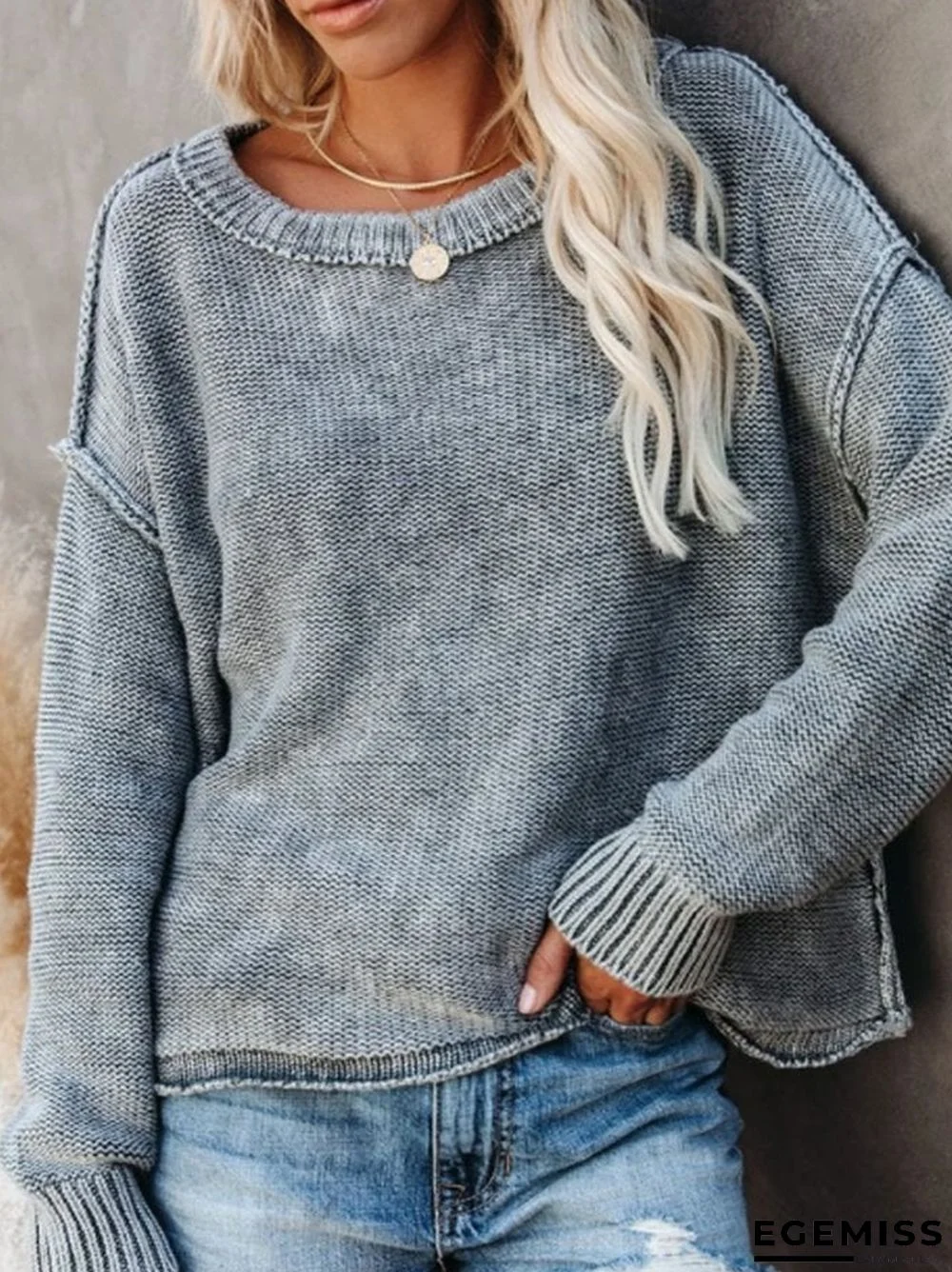 Round Neck Long Sleeve Sweater | EGEMISS