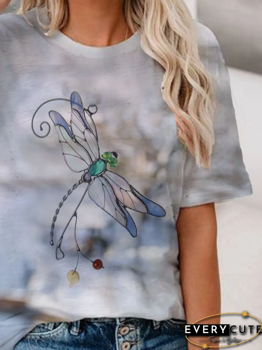 Crew Neck Cotton-Blend Shift Resort T-shirt