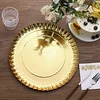 10 Pack | Round Heavy Duty Paper Charger Plates, Scallop Rim 13" Gold, Disposable Serving Trays - 1100 GSM