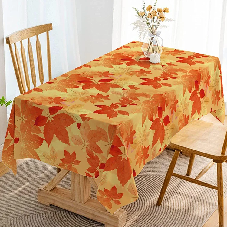 Autumn Maple Leaf Thanksgiving Rectangle Tablecloth Holiday Party Decorations Waterproof Fabric Table Cover Kitchen Dining Decor