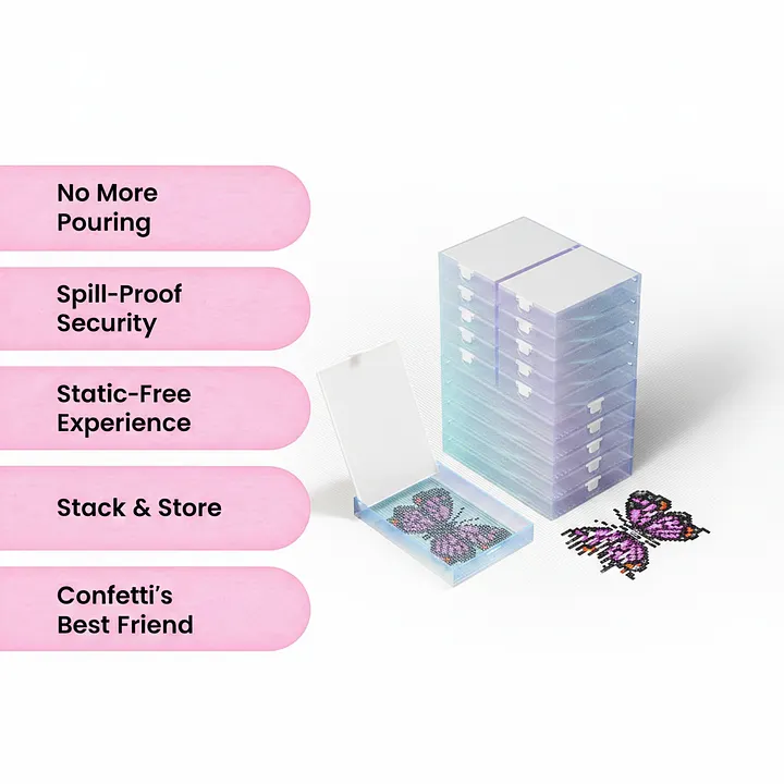 Cateared Trabricks Galaxy Series, Stackable Diamond Art Trays with