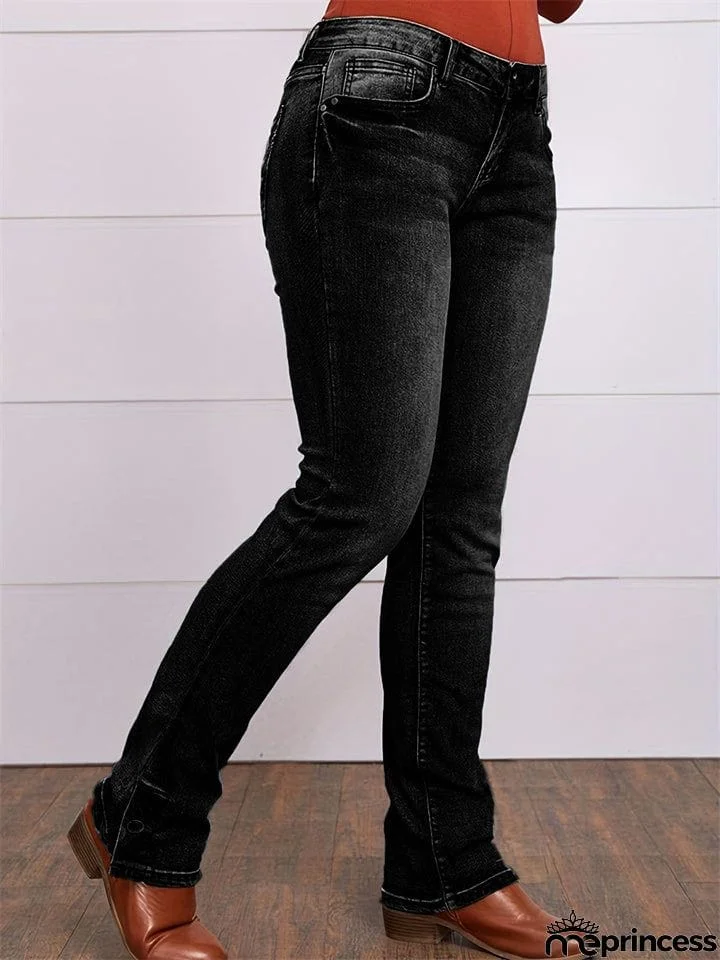 Women's Embroidered Stretch Simple Casual Jeans