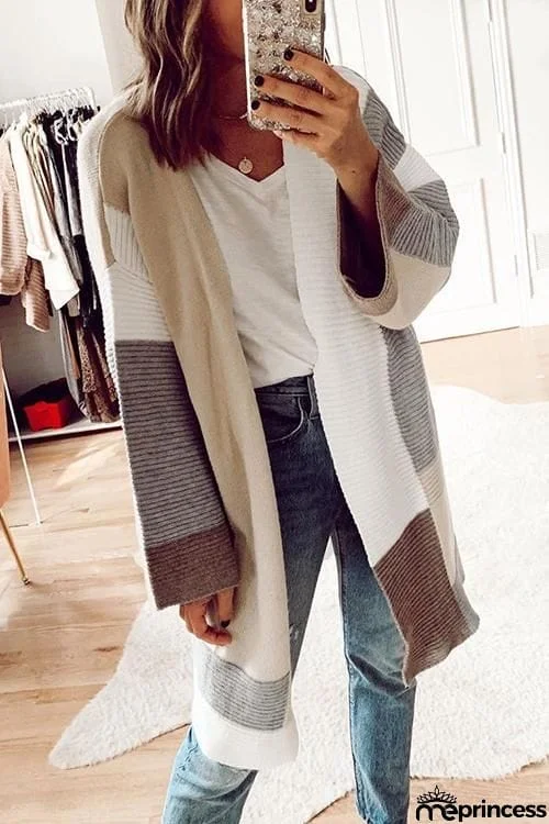 Geometry Color Block Cardigan