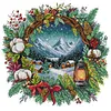 Winter Scene With Wreath-14CT Stamped Cross Stitch 36*36cm/14.17*14.17in tapestrymarket