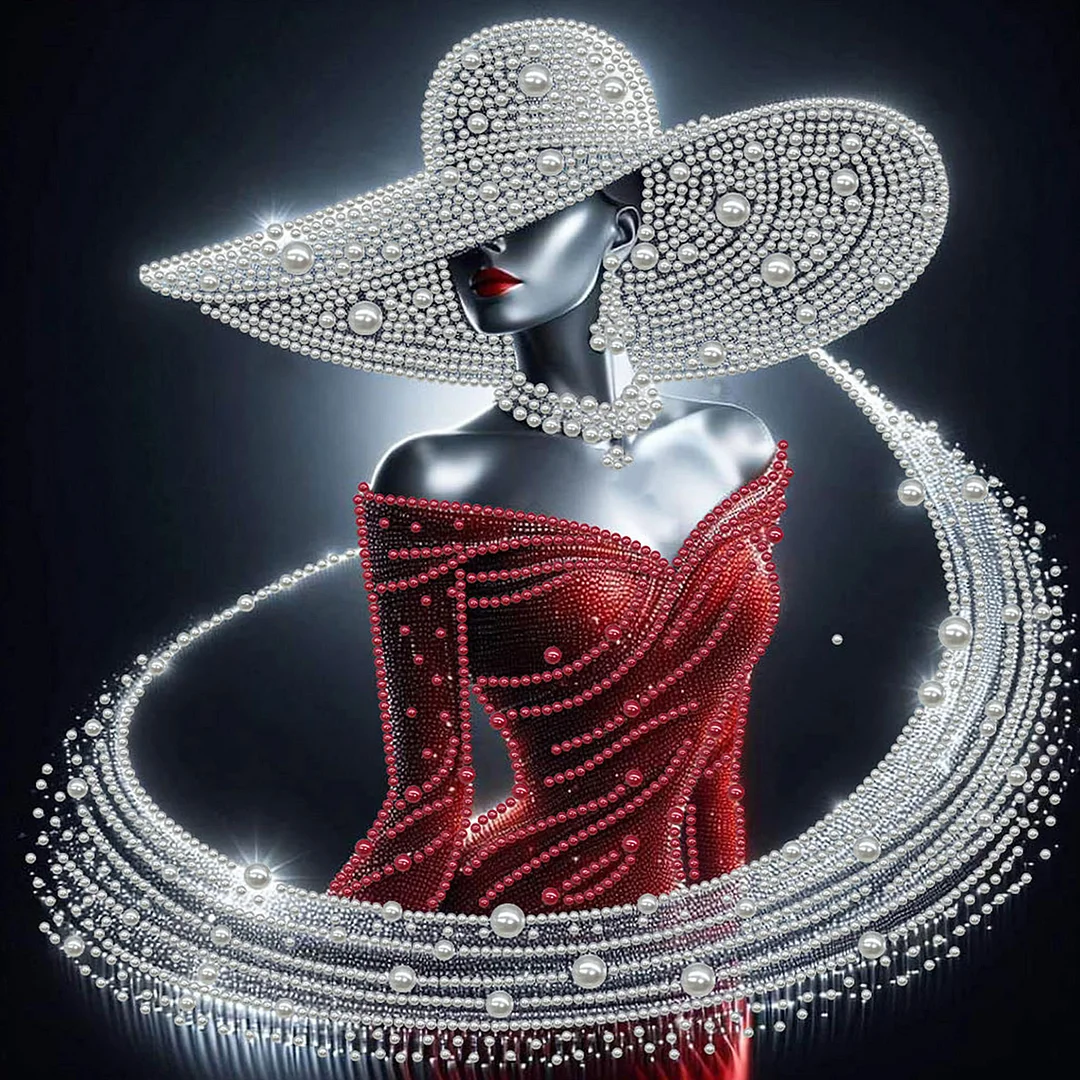 Elegant Lady - DIY Pearl Diamond Art Kit With Frame 30*30cm
