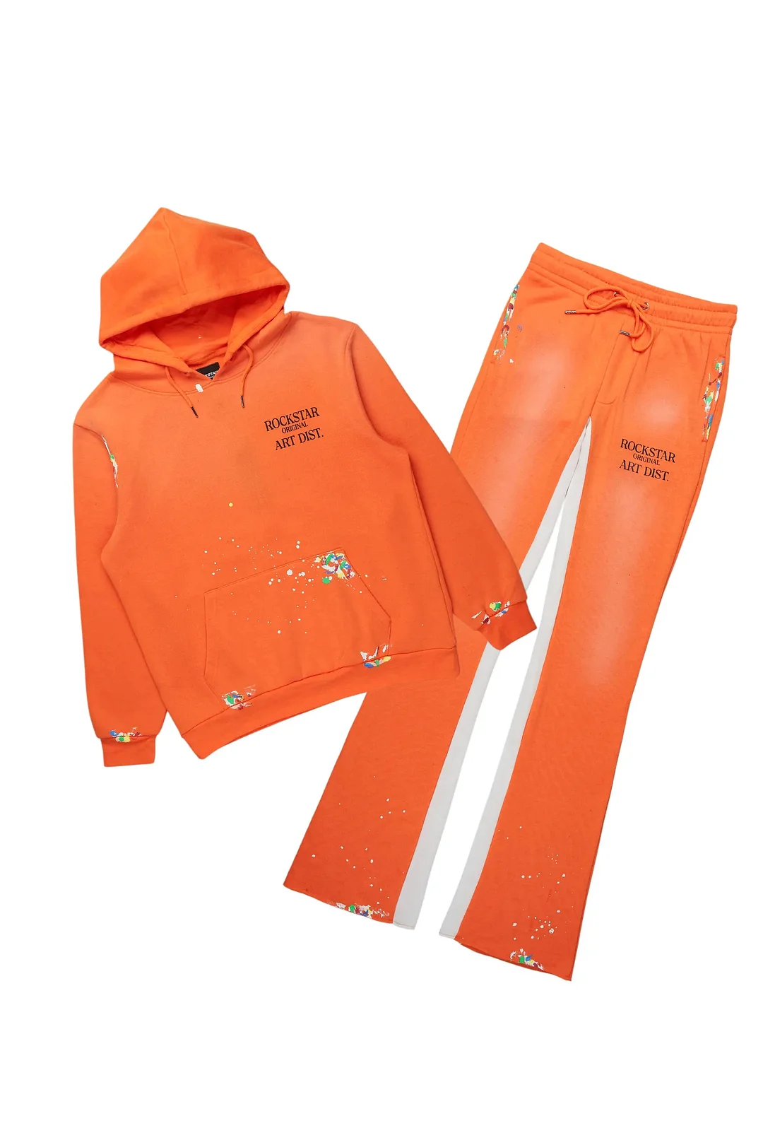 Rockstar Art Dist Orange Hoodie/Baggy Track Pant Set