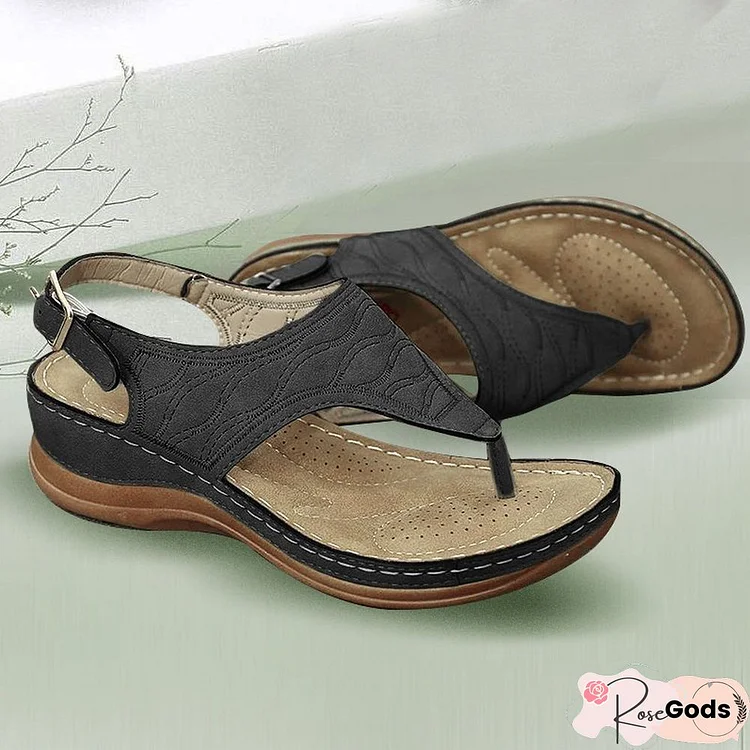 Women Pu Embroidery Casual Summer Sandals