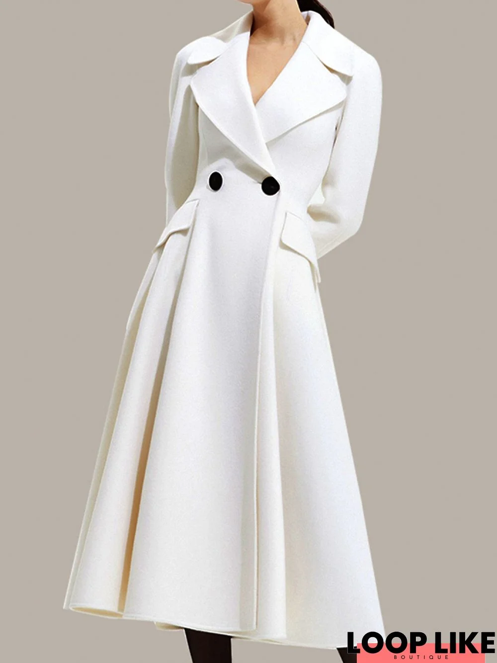 Long sleeve Regular Fit Plain Shawl Collar Overcoat