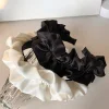Elegant Black White Scrunched Satin Hair Bands