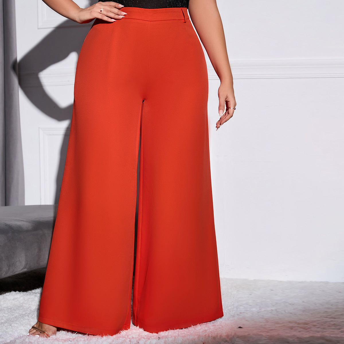 Plus Size Women High Waist Wide Leg Pants Loose plus Sized Size Mopping Long Wide Leg Pants