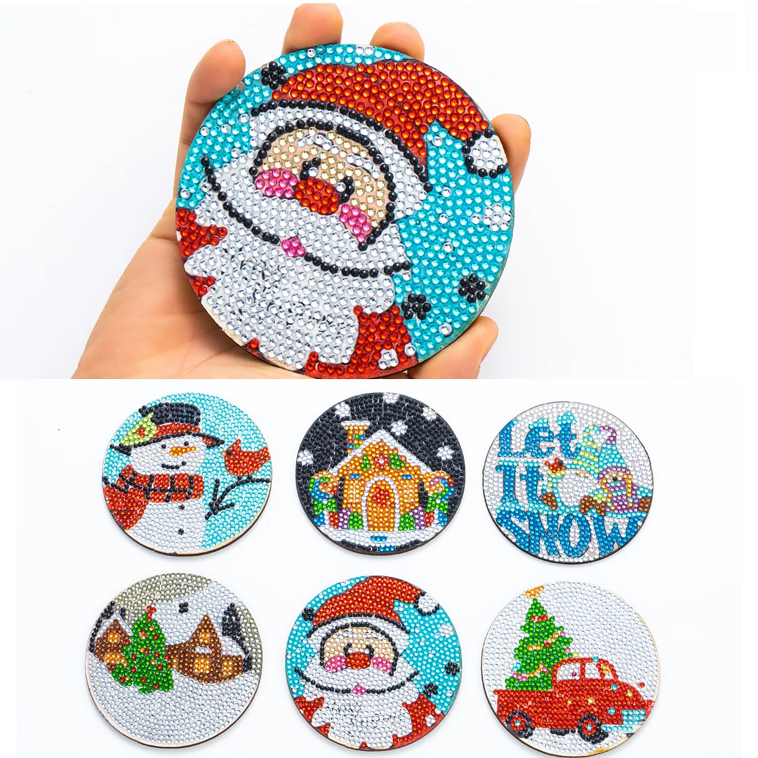 DIY Wooden Christmas Coasters Diamond Painting Kits for Beginners, Adults & Kids Art Craft Supplies