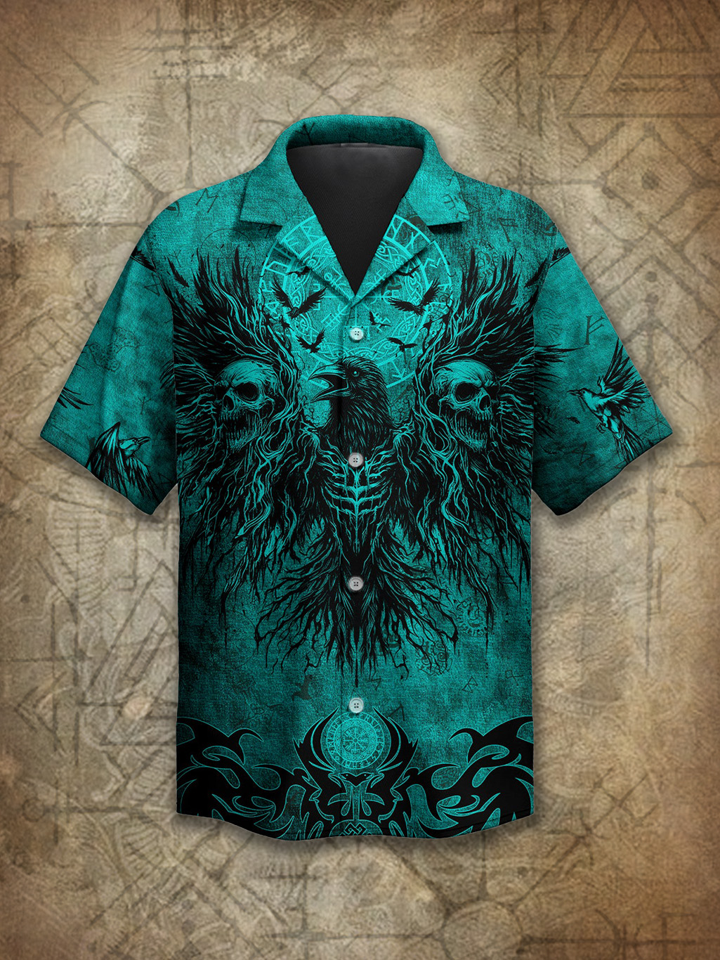 Viking Raven's Wrath Skull Knot Spirit Power Heritage Hawaiian Shirt / Rvogue / Rvogue