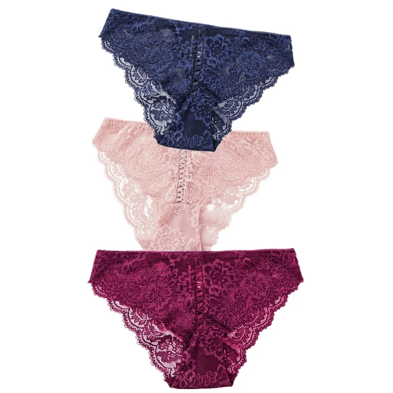 3pcs Sexy Lace Panty Women Briefs Panties Women Low Waist Lingerie Underwear Female Sexy Iminates L XL XXL Underpant 8 Colors