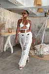 Ripped Fringed Casual Trousers Set