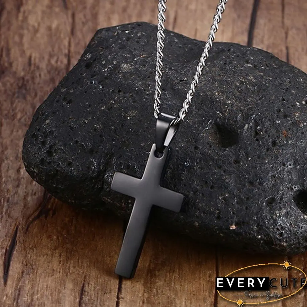 Fashion Simple Cross Pendant Necklace Cross Necklace Jewelry for Men Christmas gift