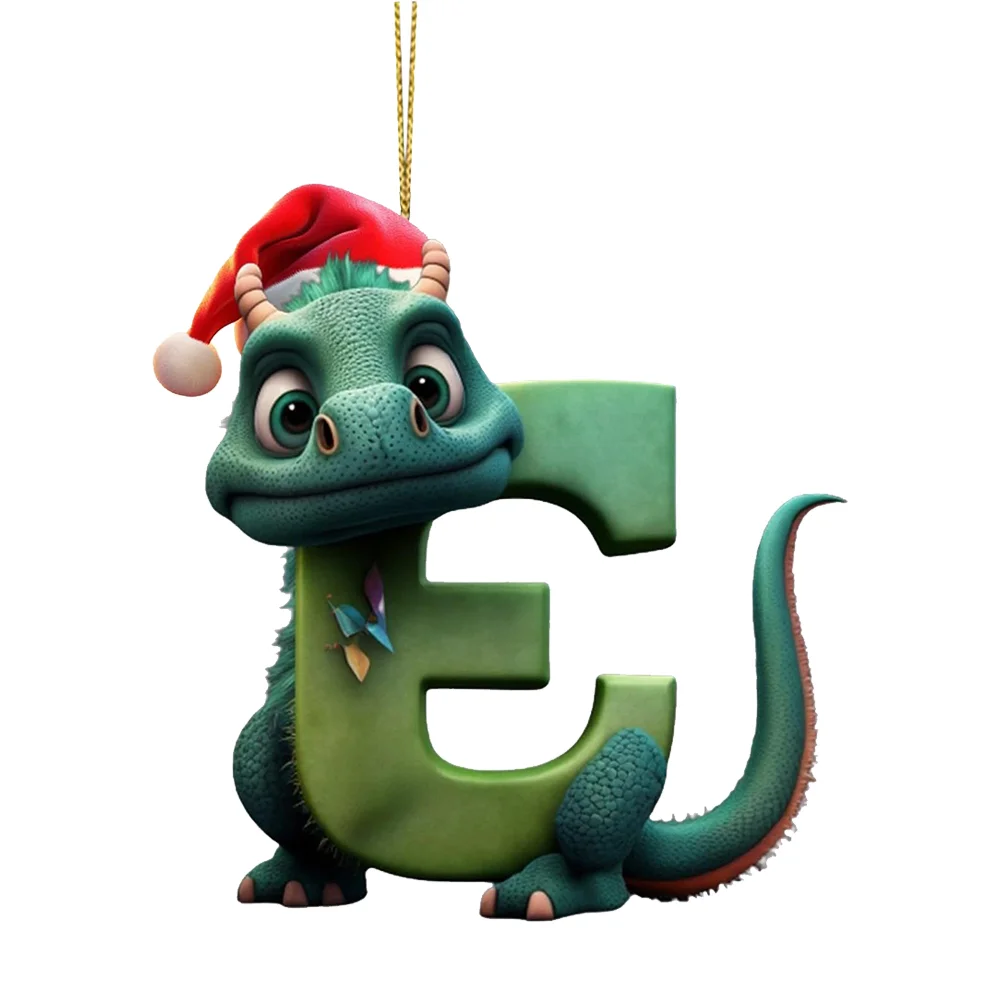 Christmas Cute Dragon Pendants Acrylic Letter Shaped Exquisite for Xmas Tree Car