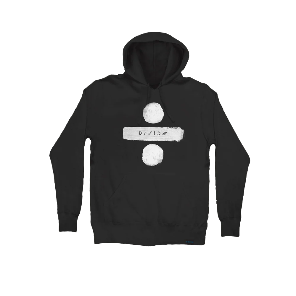 "Ed Sheeran black graphic hoodie with Divide symbol print"