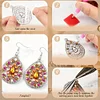(US Only)4 Pairs Double Sided Sunflower Flag Diamond Painting Earrings for Women Girls