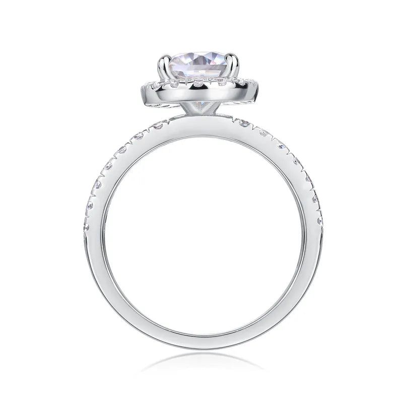 1.5ct White Gold Plated 925 Sterling Silver Moissanite Water Droplets Rings GRA Certificate