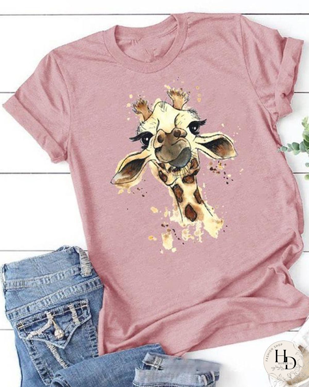 The Giraffe Printing Short Sleeve T-shirt